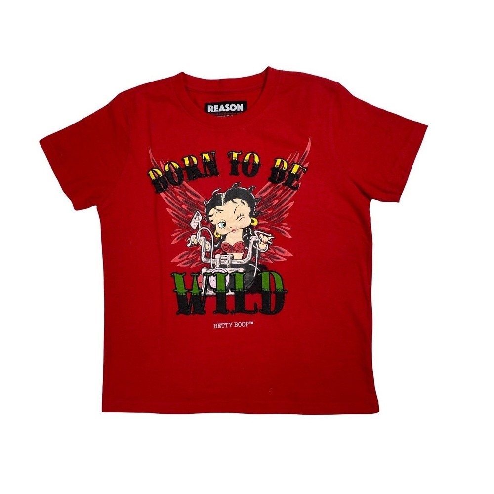 Reason‎ x Betty Boop Born To Be Wild Red Graphic T-Shirt Womens XL WV-115B